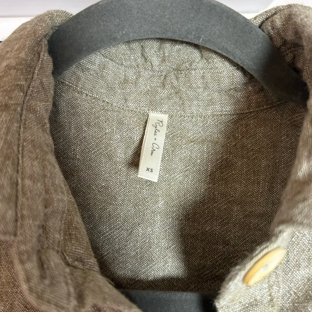 Rylee + Cru Linen Blend Button Up Shirt Shorts Set Natural‎ XS - Picture 4 of 8